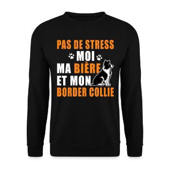 Border collie T shirt homme humour border collie - Sweat-shirt Unisexe - noir - Devant - Alina (178cm) & Michal (187cm)