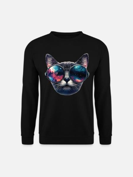 Cat Space Glasses - Unisex Sweatshirt - black