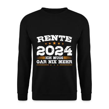 Rente 2024 Rentner - Unisex Pullover - Schwarz - Vorne - Alina (178cm) & Michal (187cm)