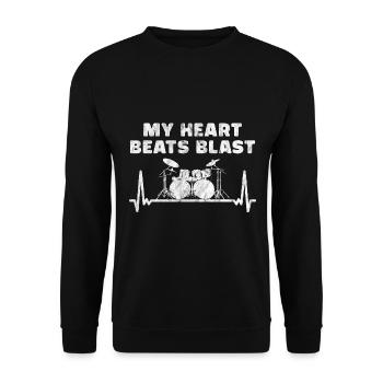 Drummer Drum Heartbeat Drummer T-Shirt - Unisex Sweatshirt - black - Front - Alina (178cm) & Michal (187cm)
