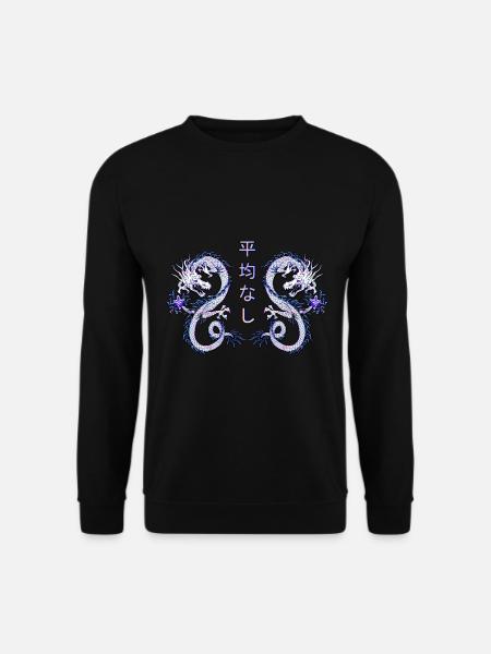 Japanischer Drache Otaku Vaporwave Dragon Pastell - Unisex Pullover - Schwarz