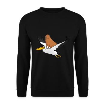 Capybara chevauche le pélican - Sweat-shirt Unisexe - noir - Devant - Alina (178cm) & Michal (187cm)