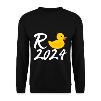 Rente 2024 Ente für Rentner Rentnerin Ruhestand - Unisex Pullover - Schwarz - Vorne - Alina (178cm) & Michal (187cm)