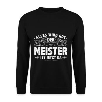 Handwerker Meister Abschluss - Unisex Pullover - Schwarz - Vorne - Alina (178cm) & Michal (187cm)