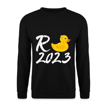 Rente 2023 Ruhestand Renteneintritt - Unisex Pullover - Schwarz - Vorne - Alina (178cm) & Michal (187cm)