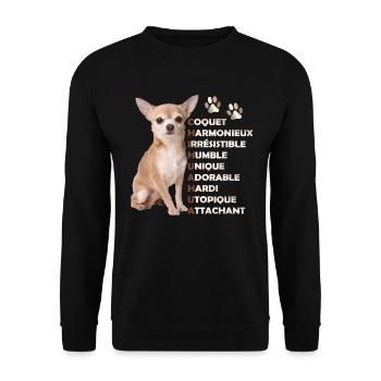 CHIHUAHUA CHIEN - Sweat-shirt Unisexe - noir - Devant - Alina (178cm) & Michal (187cm)