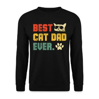 Bast Cat Dad Ever Retro Grafik - Unisex Pullover - Schwarz - Vorne - Alina (178cm) & Michal (187cm)
