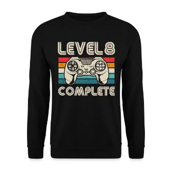 8. Geburtstag Spruch 8 Jahre Gamer Geschenk - Unisex Pullover - Schwarz - Vorne - Alina (178cm) & Michal (187cm)
