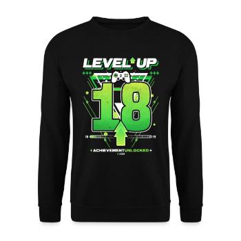 Niveau supérieur - 18 - Succès de jeu d’anniversaire - Sweat-shirt Unisexe - noir - Devant - Alina (178cm) & Michal (187cm)