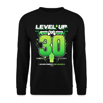 Niveau supérieur - 30 - Succès de jeu d’anniversaire - Sweat-shirt Unisexe - noir - Devant - Alina (178cm) & Michal (187cm)