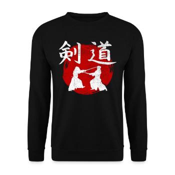 Kendo Martial Art MMA Kanji Japan Gym - Unisex Sweatshirt - black - Front - Alina (178cm) & Michal (187cm)