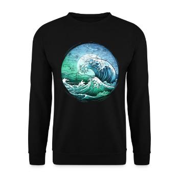 Wave Sunset Sea Sun Holiday Summer - Unisex Sweatshirt - black - Front - Alina (178cm) & Michal (187cm)