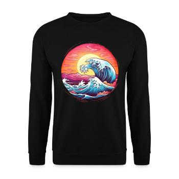 Wave Sunset Sea Sun Holiday Summer - Unisex Sweatshirt - black - Front - Alina (178cm) & Michal (187cm)