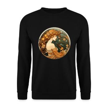 ARTWORK: Jeune femme dans le style de Paul Klee - Sweat-shirt Unisexe - noir - Devant - Alina (178cm) & Michal (187cm)