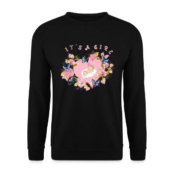 It's a girl Birth Daughter Baby Shower Baby Shower - Unisex Sweatshirt - black - Front - Alina (178cm) & Michal (187cm)