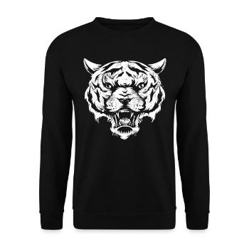 Tiger Head - Unisex Sweatshirt - black - Front - Alina (178cm) & Michal (187cm)