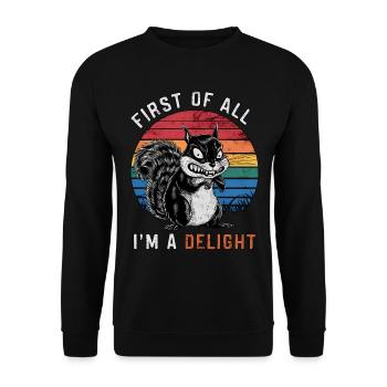 Tout d’abord, je suis un délice Écureuil sarcastique - Sweat-shirt Unisexe - noir - Devant - Alina (178cm) & Michal (187cm)
