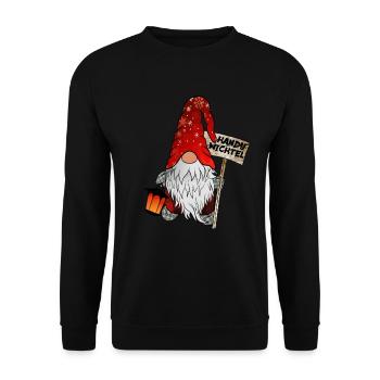 Handy Wichtel – Der Smartphone Weihnachtsgnom - Unisex Pullover - Schwarz - Vorne - Alina (178cm) & Michal (187cm)