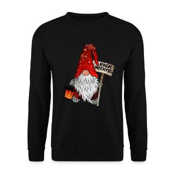 Koch Wichtel Weihnachtsgnom - Unisex Pullover - Schwarz - Vorne - Alina (178cm) & Michal (187cm)