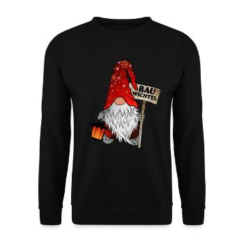 Bau Wichtel – Bauarbeiter Gnome - Unisex Pullover - Schwarz - Vorne - Alina (178cm) & Michal (187cm)
