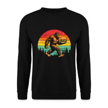 Bigfoot Cheeseburger Hamburger Retro Sun - Unisex Sweatshirt - black - Front - Alina (178cm) & Michal (187cm)