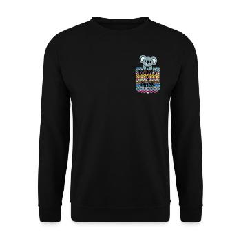 Koala in Brusttasche - Zum Abschied Australien - Unisex Pullover - Schwarz - Vorne - Alina (178cm) & Michal (187cm)