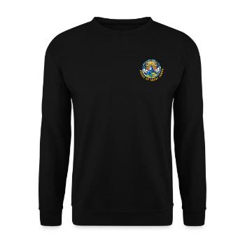 Straßen von St. Jakobus Glasmalerei - Unisex Pullover - Schwarz - Vorne - Alina (178cm) & Michal (187cm)