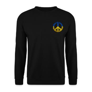 Peace sign Ukraine Stand for Ukraine Geschenk - Unisex Pullover - Schwarz - Vorne - Alina (178cm) & Michal (187cm)