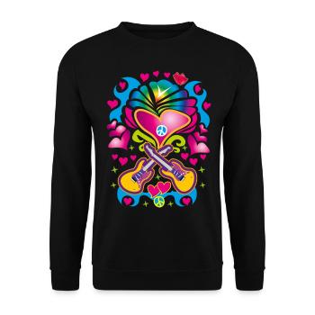 17 Coeurs Guitares Paix Enfant des fleurs - Sweat-shirt Unisexe - noir - Devant - Alina (178cm) & Michal (187cm)