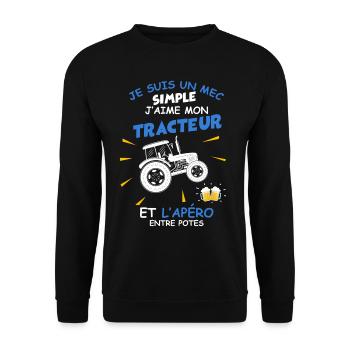Agricuteur apero et potes - Sweat-shirt Unisexe - noir - Devant - Alina (178cm) & Michal (187cm)