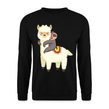 Alpaca Lama Sloth Birthday Christmas Friend - Unisex Sweatshirt - black - Front - Alina (178cm) & Michal (187cm)