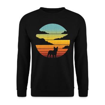 Französiche Bulldogge Sunset French Bulldog - Unisex Sweatshirt - black - Front - Alina (178cm) & Michal (187cm)