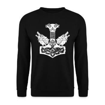 THOR HAMMER - Unisex Sweatshirt - black - Front - Alina (178cm) & Michal (187cm)