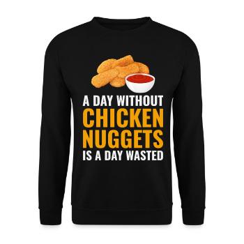 Chicken Nuggets Fast Food Lustiger Spruch - Unisex Pullover - Schwarz - Vorne - Alina (178cm) & Michal (187cm)