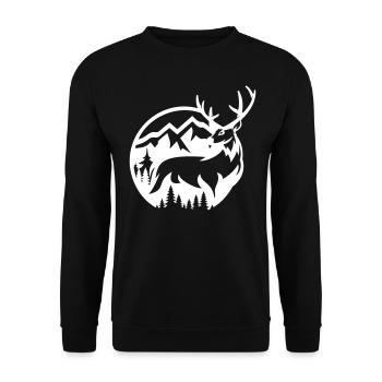 DEER DEER HUNTING GAME DEER MOTIF - Unisex Sweatshirt - black - Front - Alina (178cm) & Michal (187cm)