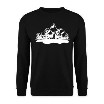 HIRSCH BERG WILD DEER DEER NATURE DEER MOTIF - Unisex Sweatshirt - black - Front - Alina (178cm) & Michal (187cm)