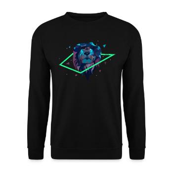LION LION'S HEADS NEON PREDATOR MOTIF GIFT - Unisex Sweatshirt - black - Front - Alina (178cm) & Michal (187cm)