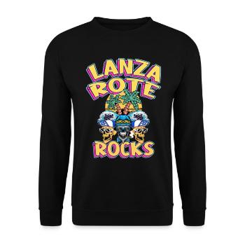 Lanzarote Sommer Sonne Strand Palmen Totenkopf - Unisex Pullover - Schwarz - Vorne - Alina (178cm) & Michal (187cm)
