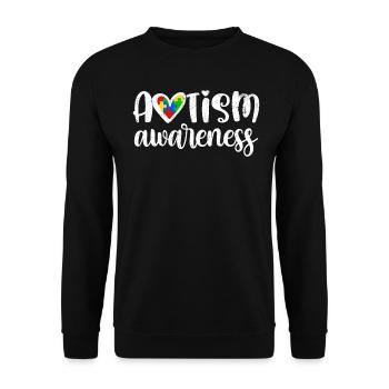 AUTISMUS BEWUSSTSEIN HERZ LIEBE BEHINDERT SPRÜCHE - Unisex Pullover - Schwarz - Vorne - Alina (178cm) & Michal (187cm)