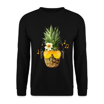 Fat Pineapple Beats - T-Shirt Summer Motif - Unisex Sweatshirt - black - Front - Alina (178cm) & Michal (187cm)