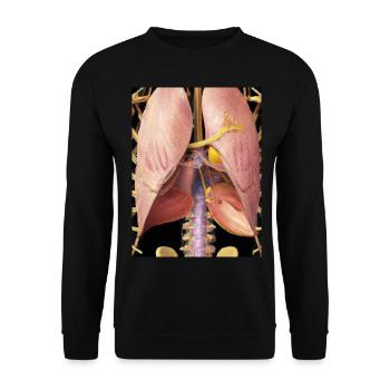 Menschliche Brust mit Organen - Unisex Pullover - Schwarz - Vorne - Alina (178cm) & Michal (187cm)