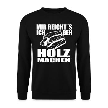 Holz machen Forstwirt Holzhacker | Farbe änderbar - Unisex Pullover - Schwarz - Vorne - Alina (178cm) & Michal (187cm)