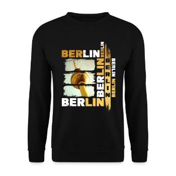 Berlin Skyline Gold Germany City Grunge - Unisex Sweatshirt - black - Front - Alina (178cm) & Michal (187cm)