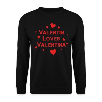 Saint-Valentin Cœurs rouges - Sweat-shirt Unisexe - noir - Devant - Alina (178cm) & Michal (187cm)
