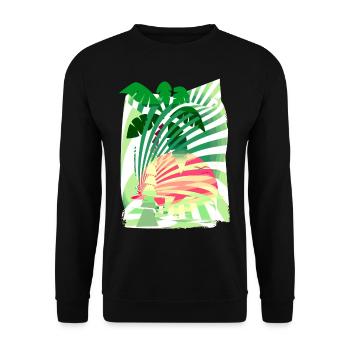 Palme Sonne Sommer Urlaub - Unisex Pullover - Schwarz - Vorne - Alina (178cm) & Michal (187cm)