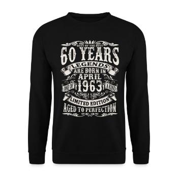April 1963 - 60 years old - 60th birthday - Unisex Sweatshirt - black - Front - Alina (178cm) & Michal (187cm)