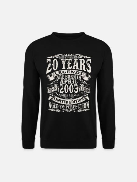 April 2003 - 20 Jahre alt - 20. Geburtstag - Unisex Pullover - Schwarz