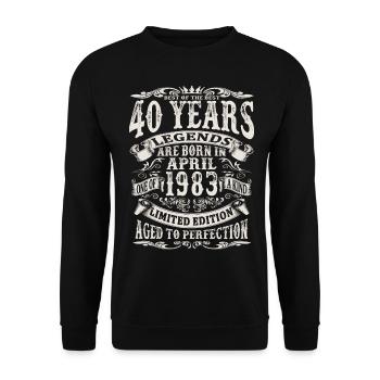 April 1983 - 40 years old - 40th birthday - Unisex Sweatshirt - black - Front - Alina (178cm) & Michal (187cm)