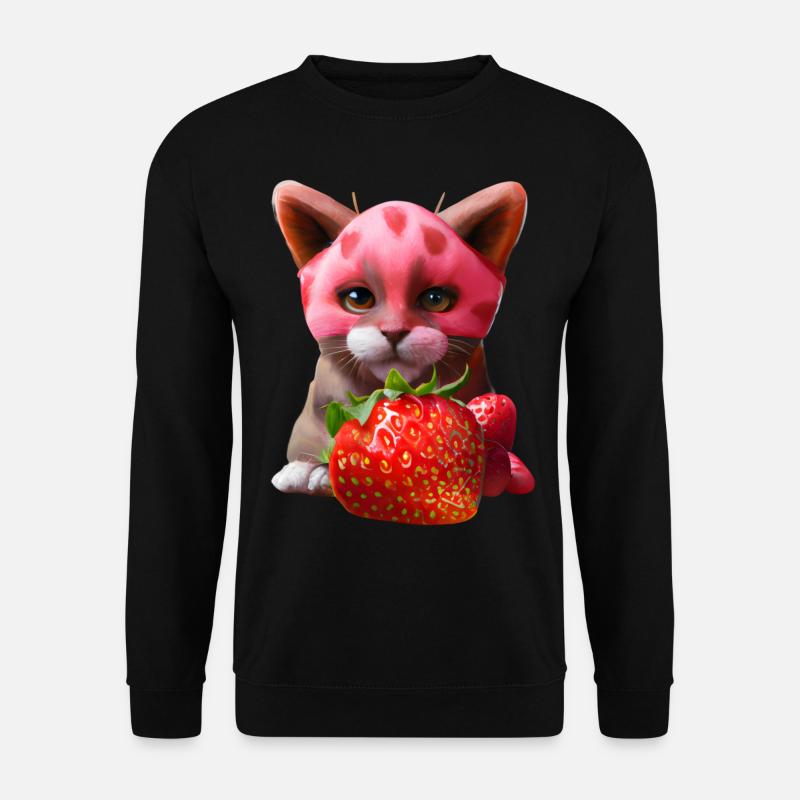 Strawberry cat - Unisex Sweatshirt - black