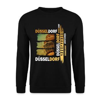 Düsseldorf Skyline Gold Deutschland Stadt Grunge - Unisex Pullover - Schwarz - Vorne - Alina (178cm) & Michal (187cm)